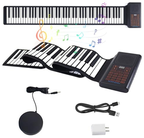 CISSIYOG 88 Tasten Roll Up Keyboard Piano, Keyboard Klavier faltbar | mit 128 Rhythmen & 128 Tönen & 20 Demos, E-Piano mit MIDI-Bluetooth & Fußpedal für Erwachsene Kinder Anfänger