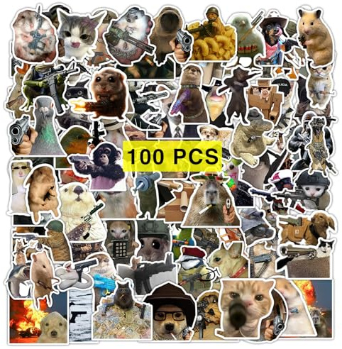 GTOTd Animal Meme Sticker Aufkleber (100 Stück) | Wasserfeste PVC Lustige Gun Aufkleber für Laptop Helm Skateboards Water Bottle, Kreative Deko für Jugendliche Erwachsene
