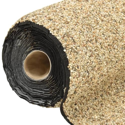 Steinfolie Natur-Sand 400x40 cm PP-Vlies mit wasserfestem Kleber, strapazierfähig für Teichzubehör, Bachlauf, Gartenbrunnen, Wasserfall Dekoration, Outdoor Balkon Terrasse