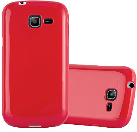 Cadorabo Hülle kompatibel mit Samsung Galaxy Trend LITE Schutzhülle TPU Silikon Case Jelly Design Slim Kratzfest Weiche Gummi mit Rundumschutz Case Hülle für Galaxy Trend LITE in Rot