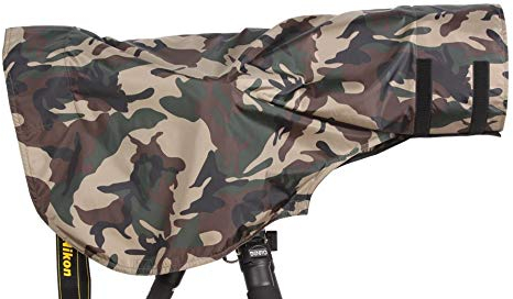 Rolanpro copertura antipioggia pioggia copertura impermeabile per teleobiettivo/obiettivo impermeabile verde militare mimetico Guns abbigliamento S
