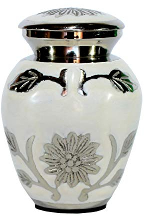 eSplanade Urne funéraire Memorials Conteneur Jar Pot | Urnes en métal | Urnes funéraires | Urne commémorative (sculptée en Blanc)…