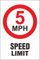 INDIGOS UG - Aufkleber - Sicherheit - Warnung - 5 MPH Speed Limit Safety Zeichen 20x30cm
