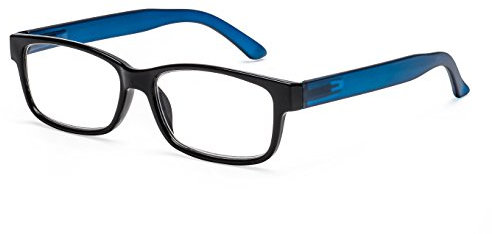 Filtral Eckige Lesebrille/Moderne Lesehilfe mit flexiblen Federbügeln für Damen und Herren/In Schwarz-Blau, +1,50 dpt, F4556178