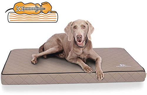 Knuffelwuff Orthopädische Hundematte Juna Hundebett aus laser gestepptem Kunstleder waschbar Hunde ortho orthopädisch memory XXXL 136x84cm Grau Übergröße für große Hunde