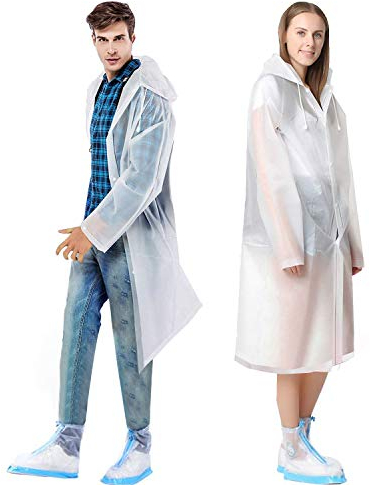 TATAFUN Poncho Impermeabile da Pioggia EVA Trasparenti Riutilizzabili Poncho Portatile Impermeabile Cappotto da Pioggia,Uomo e Donna,per Viaggi, Gite, Festival, Concerti