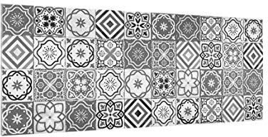 Bilderwelten Spritzschutz Glas mediterran Fliesenmuster Graustufen - Panorama, 40cm x 100cm