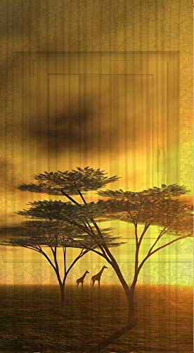 Clever-Kauf-24 Schal Vorhang Gardine Afrika Giraffe BxH 135 x 245 cm | mit verdeckten Schlaufen | transparent | Lichtdurchlässiger Vorhang mit Druckmotiv