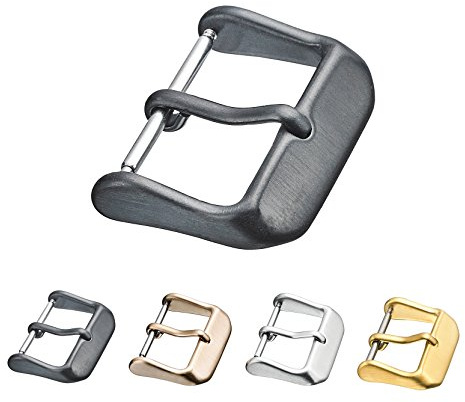 ALPINE Watch strap replacement buckle clasp in heavy duty steel material - black, rose gold, yellow, steel color -16mm, 18mm, 20mm, 22mm