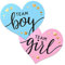 2.25” Gender Reveal Stickers for Party Invitations and Voting Games (80 Count) - Team Boy and Team Girl Labels with Gold Foil for Reveal Parties and Baby Showers | Easy to Peel and Stick (Heart)