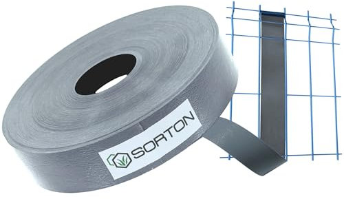 Sorton Kit Lamelle Occultante PVC Rouleau Bande Occultant Brise Vue Grillage Rigide Occultant Cache Cloture en Panneau Rigide pour Jardin 46MM x 35M (Gris - RAL7040 - sans Clips)