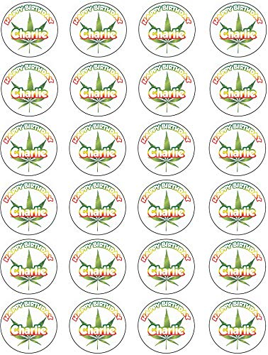 AK Giftshop Personalisierbare Cannabis-Unkrautblatt-Geburtstagsaufkleber – (24 Stück) – jeder Name und Alter Text