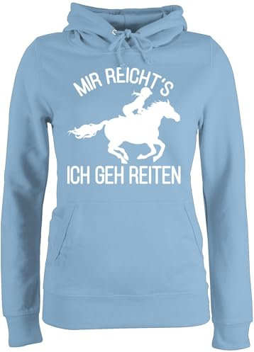 Pullover Damen Hoodie Frauen - Pferde - Mir reicht's ich geh Reiten - M - Hellblau - pferdepullover reitoberteil pferdeliebhaber pony pulli reitpulli pferdepulloverdamen sprüche pferd reite hoddies