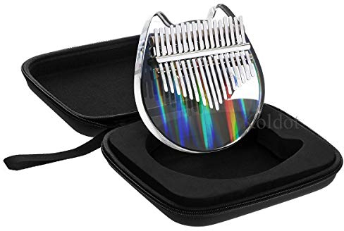 Kalimba-Daumenklavier in Katzenform, 17 Tasten, massiver Finger, transparenter Körper, süßer Kristall, Acryl, Kalimba mit Hartschalenkoffer, Geschenke für Kinder, Erwachsene, Anfänger mit Stimmhammer