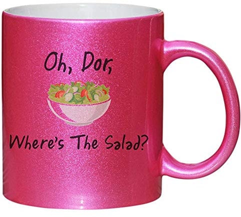 Quirky Printz Novelty Oh, Dor, Where's The Salad? Oh, Fatty, Where's My Cash? Gavin & Stacey Pink Glitter Mug SK380