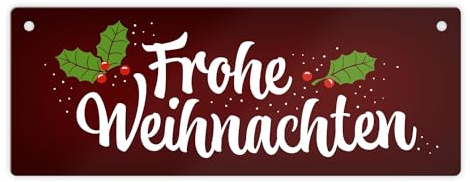 Frohe Weihnachten Metallschild mit Beeren und Blätter Motiv Advent Winter Punkte