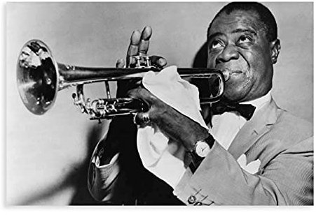 MHGDA Jazz Musiker Louis Armstrong 1 Leinwandposter Wandkunst Dekor Druck Bild Gemälde für Wohnzimmer Schlafzimmer Dekoration 30 x 45 cm Rahmen: