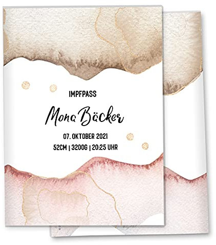 Olgs Impfpasshülle Golden Glamour Splash, Schutzhülle für Dokumente & Impfpass MIT DER GRÖßE 9,3 x 13CM personalisierbar mit Namen