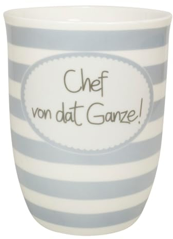 Mea-Living Tasse mit Henkel CHEF VON DAT GANZE! grau, 500ml, Becher mit Spruch, Geschenkidee für Freund oder Papa, Spruchtasse