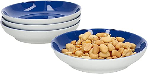 Ritzenhoff & Breker 4er Geschirrset Schale Doppio in Indigo-Blau aus Porzellan I flach mit 13 cm Ø und 2,7 cm Höhe I Bunte Schälchen für Diverse Snacks und Antipasti I Spülmaschinenfest