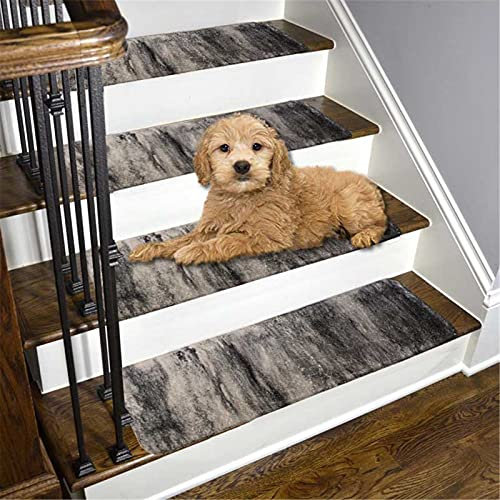 LWPCP 8 X 27.5 Treppenstufen Matten, Treppenstufen rutschfeste Selbstklebeband Innen läufer für Kinder Haustiere, Stufenmatten Protektoren für Hartboden Treppe,15pcs