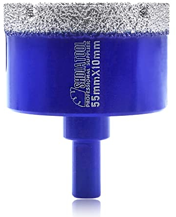 SHDIATOOL Forets Diamant 55mm Scie Cloche à Tige Triangulaire pour Porcelaine Céramique Carrelage Granit Marbre