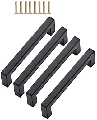 Hoopever 4 Pack 140mm Black Stainless Steel T Bar Pulls for Kitchen, Bathroom, Bedroom Cabinet Handles with Screws