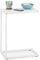 Relaxdays Beistelltisch C-Form, HBT: 60 x 30 x 45 cm, Sesseltisch zum Unterschieben, Metall & Holzoptik, Sofatisch, weiß