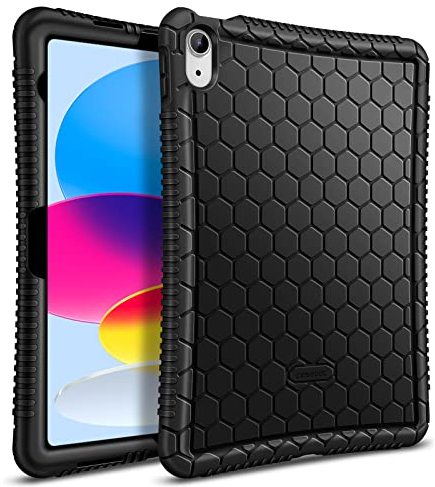 Fintie Funda de Silicona para iPad 11ª Gen 2025 (A16) de 11 Pulgadas, iPad 10ª Gen de 10.9 Pulgadas (2022) - Carcasa Ligera de Silicón Antideslizante y Antichoque, Negro
