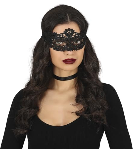 FIESTAS GUIRCA Bestickte Spitzenmaske für Damen, Schwarz