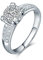 Bishilin Damen Ring Weißgold 750, Trauringe 4-Steg-Krappenfassung mit Diamant 0.2ct Eheringe Verlobungsring Gr.65 (20.7)