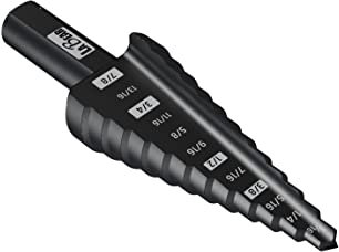 LABEAR 3/16 to 7/8 Inch Step Drill Bit, 3/8 Tri-Flatted Shank, M2 High Speed Steel Drill bits for Hole Drilling in Stainless Steel, Metal Sheet, Aluminum, Wood, Plastic