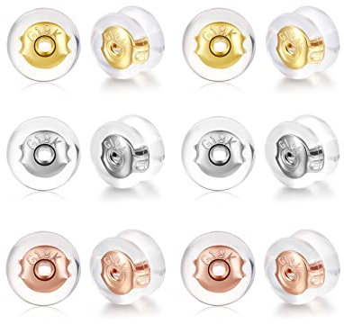 FAMIDIQGO Lot de 12 fermoirs de boucles d'oreilles, sûrs, en silicone, pour boucles d'oreilles pendantes et à boulon, hypoallergéniques