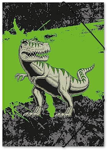 itenga Zeichenmappe DIN A3 mit Motiv - Gummizugmappe Sammelmappe - für Kinder Jugendliche Schüler Mädchen Jungen (TREX- A3)
