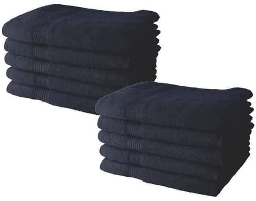 Lot de 10 Serviettes de Toilette 50x90 cm 100% Coton - Navy