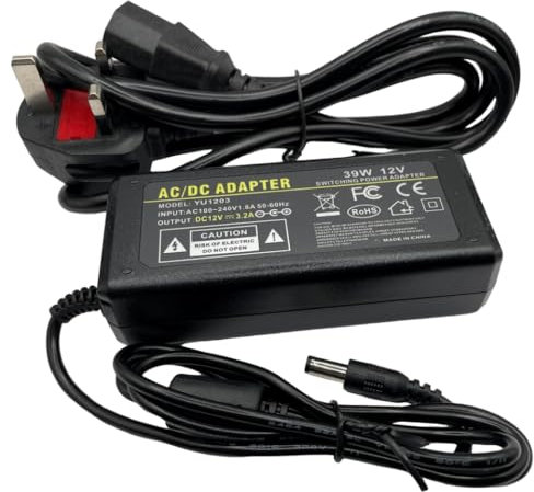 Multibao AC DC 12V 3A 36W Power Supply Adapter Charger Transformer with DC 5.5x2.1mm / 5.5x2.5mm Plug For LED CCTV 3 Pin UK Plug