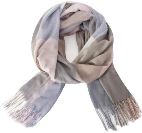 Glamexx24 Damen Winter Kariert Fashion: Schal, Strickset Übergroßer Quadratisch Deckenschal Halstuch Streifen Muster Fransen Poncho