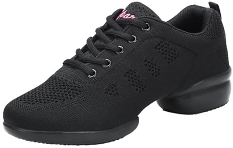 Damen Tanzschuhe Modern Jazzschuhe Leicht Atmungsaktiv Sportschuhe Tanzen Fitness Yoga Outdoor Mesh Walkingschuhe schwarz39