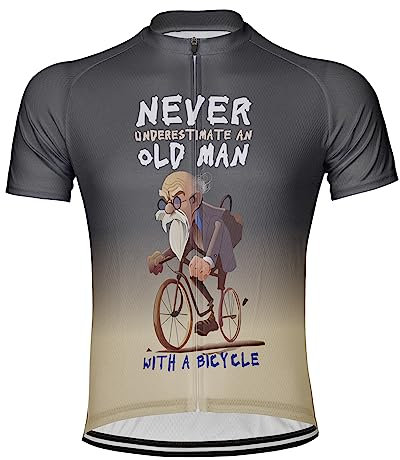 Luisbibe Personalizzalo Non Sottovalutare Mai Un Vecchio con Una Bicicletta Uomo Maglia da Ciclismo Manica Corta Bici Maglietta (L, MS3158)