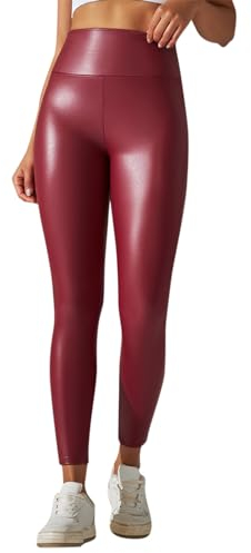 Leggings Damen, Sport Leggings Damen Lack Leggings Damen Weisse Hosen Damen High Waist Bauchweg Leder Leggings Damen Gefüttert Gym Shap Yogahose Push Up Effekt Hosen Damen (A05,M)