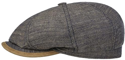 Stetson Hatteras Yelvington Flatcap - Schirmmütze (55-63 cm) - Klassisch Elegantes Design - Made in Germany - Herren - Frühjahr/Sommer braun-blau 57 cm