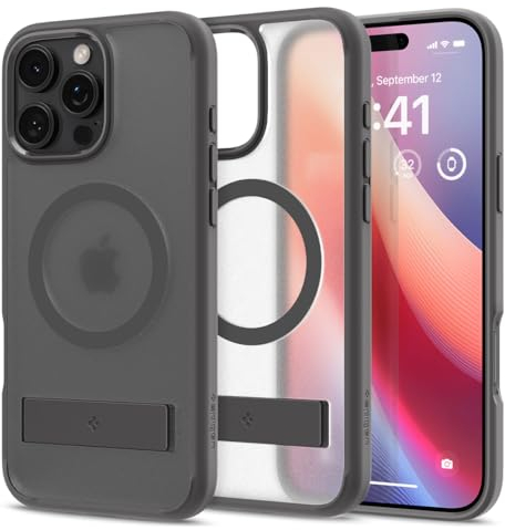 Spigen Coque pour iPhone 16 Pro, Ultra Hybrid S MagFit, [Fixation Flexible] 6,3 Pouces - Frost Gris