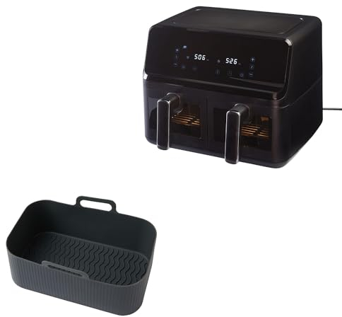 Lakeland Easy View Dual Basket Air Fryer and Oblong Silicone Basket Bundle