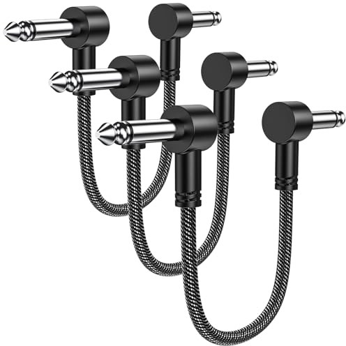 MOSWAG Cable Patch para Guitarra, Cable de Pedal de 15CM Guitarra Cable Patch Cable de Pedal de Efecto de Guitarra recto Compatible con Guitar pedals, Amplifier, Mixing console (Pack de 3)