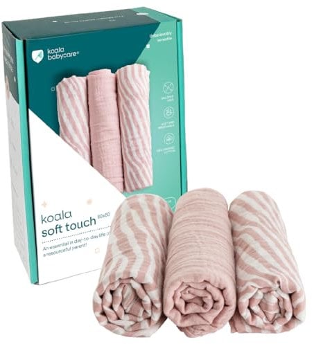 KOALA BABYCARE - Neugeborenes Musselin 80x80 cm - Packung mit 3 Stück - Neugeborenen-Baumwolldecke - Baumwolle Neugeborene