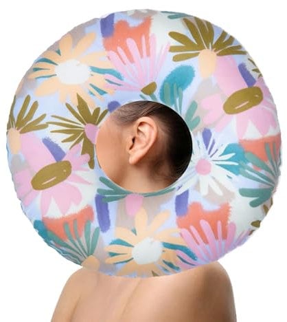 Yudobliss Piercing Kissen mit Loch, Nackenkissen Für Seitenschläfer, Donut Kissen, Ohrkissen, Piercing Pillow, Sleepingring für Seitenschläfer zur im Ohr, Für Ohr Gegen Ohrenschmerzen, Blütenfarbe