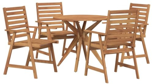 vidaXL Garten Essgruppe 5-TLG., Gartengarnitur mit Latten-Design, Sitzgruppe für Garten Terrasse, Gartentisch Stühle Gartenmöbel, Massivholz Akazie