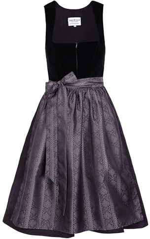 Edelnice Trachtenmode Midi Dirndl Evi Samt Schwarz Gr. 32-56