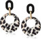 BSLVWG Leopard Ohrringe: Runde Kreis Tropfen baumeln in Harz - Retro 60er 70er Jahre Bohemian Studs Vintage Statement Ohrringe für Frauen, Metall