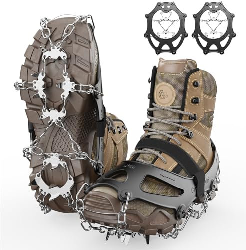 Cisivis 19-Zahn Steigeisen, Spikes Schuhe, Steigeisen FüR Wanderschuhe, ErhäLtlich In Verschiedenen GrößEn, Geeignet FüR EIS, Schnee Und Andere Outdoor-AktivitäTen Im Winter, L, Schwarz